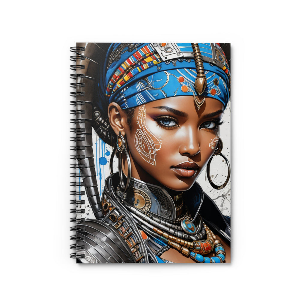 Blue Princess - Artistic Spiral Notebook - Ruled Line with Vibrant Cultural Design