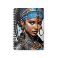 Blue Princess - Artistic Spiral Notebook - Ruled Line with Vibrant Cultural Design
