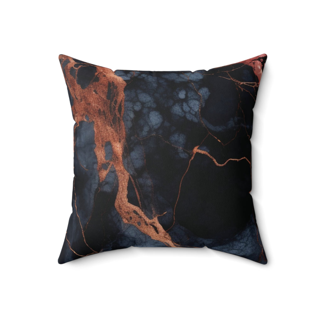 Black & Copper Marble Faux Suede Pillow