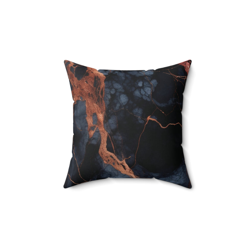 Black & Copper Marble Faux Suede Pillow