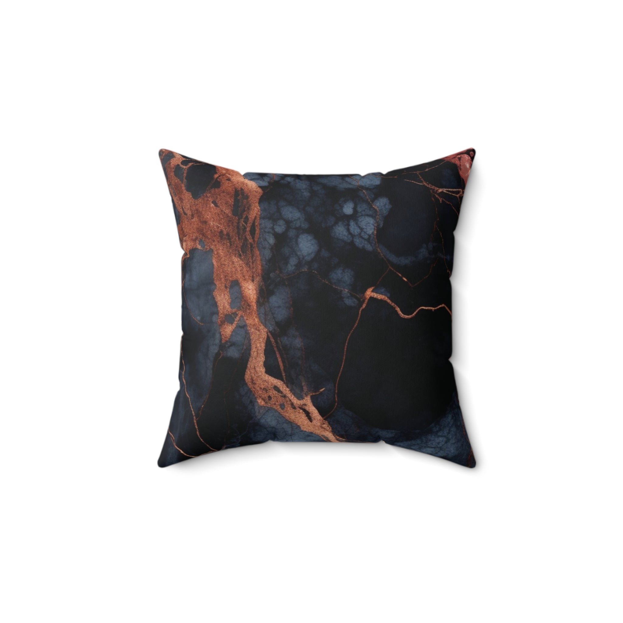 Black & Copper Marble Faux Suede Pillow