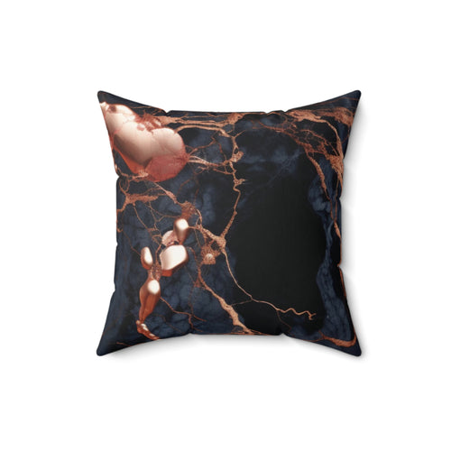 Black & Copper Marble Faux Suede Pillow