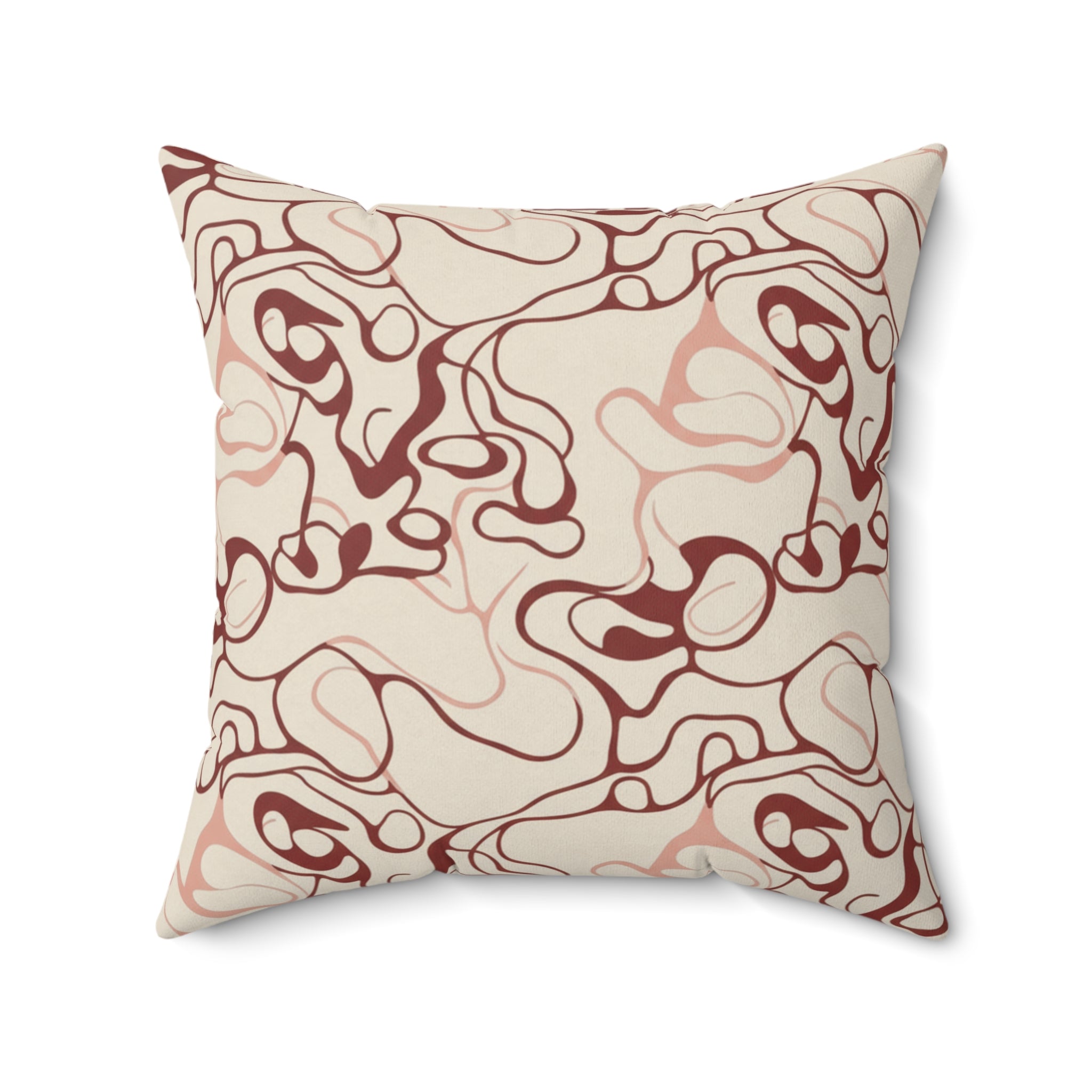 Blush and Bordeaux - Faux Suede Square Pillow — Luxurious Soft Decorative Throw Pillow