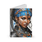Blue Princess - Artistic Spiral Notebook - Ruled Line with Vibrant Cultural Design