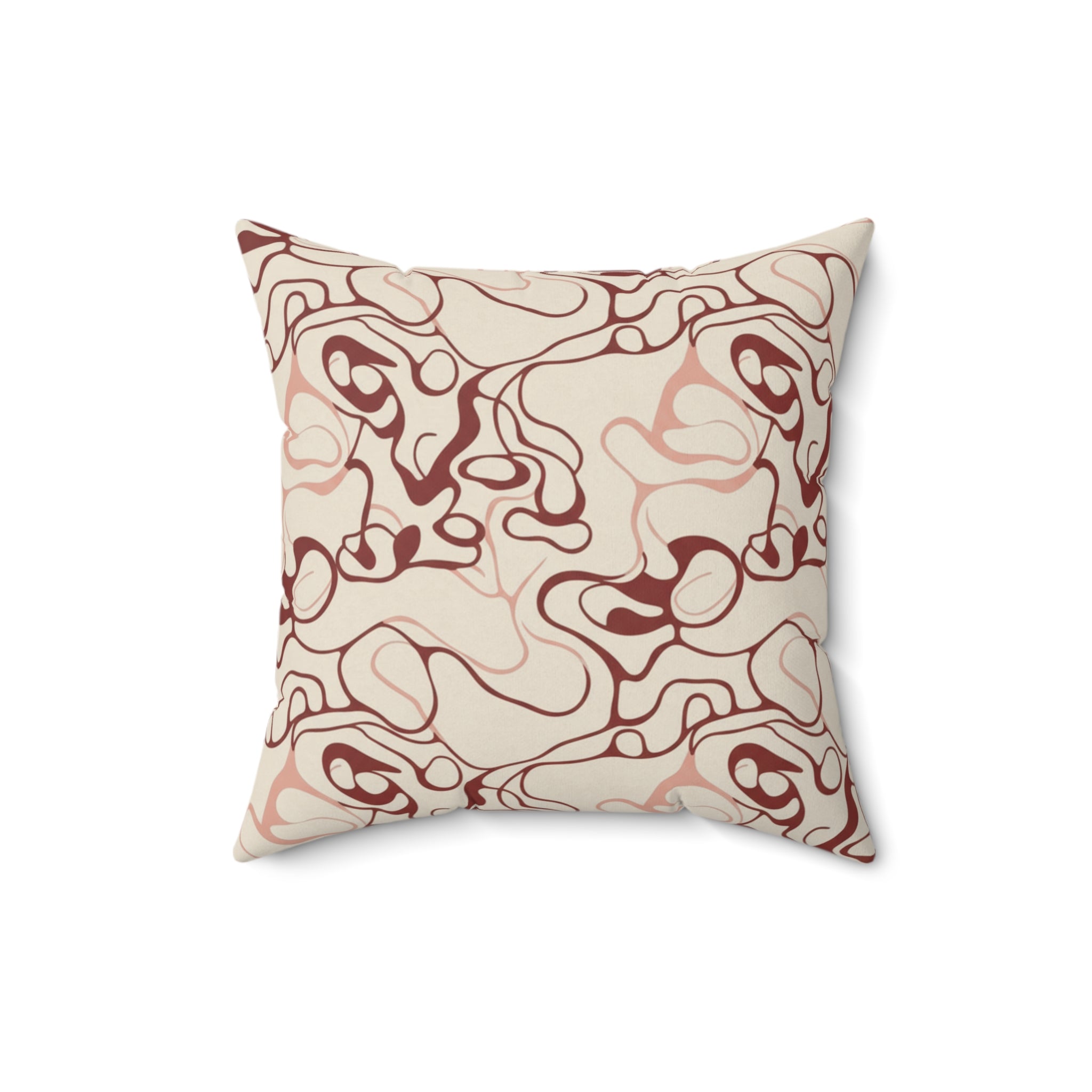 Blush and Bordeaux - Faux Suede Square Pillow — Luxurious Soft Decorative Throw Pillow