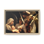 Framed Matte Canvas Print — Angels with Child Classic Religious Wall Art