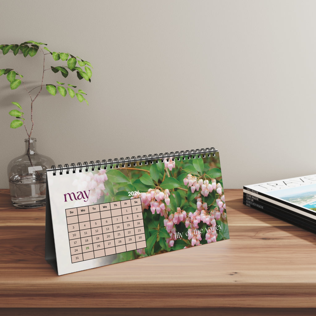 2026 Year of Floral Beauty Desktop Calendar — Spiral-Bound Desk Planner