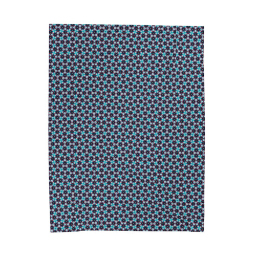Blue Geometric Velveteen Plush Blanket – Cozy Retro Honeycomb Throw