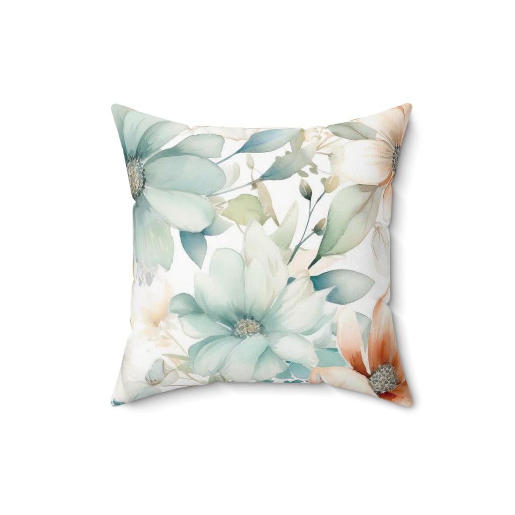 Floral Decor Square Pillow - Charming Botanical Design