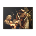 Framed Matte Canvas Print — Angels with Child Classic Religious Wall Art