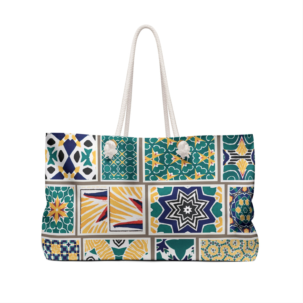 Blue-Teal Beauty Weekender Bag