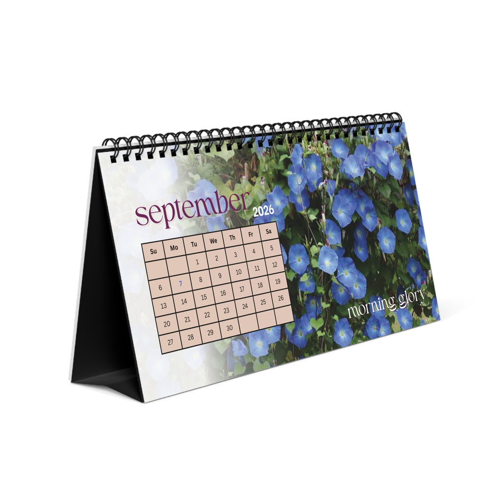2026 Year of Floral Beauty Desktop Calendar — Spiral-Bound Desk Planner