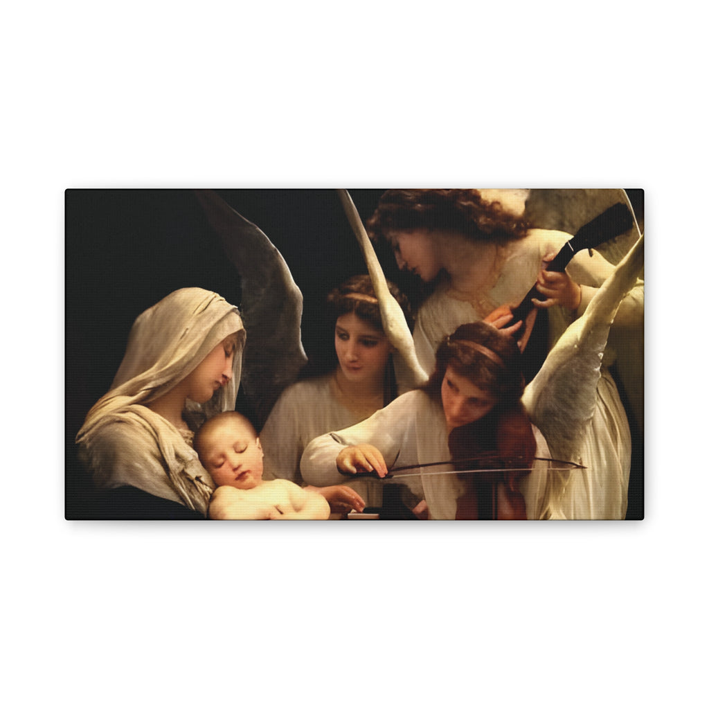 Angelic Nativity Canvas Wall Art — Madonna with Angels Stretched Canvas - Angelic Bliss Collection