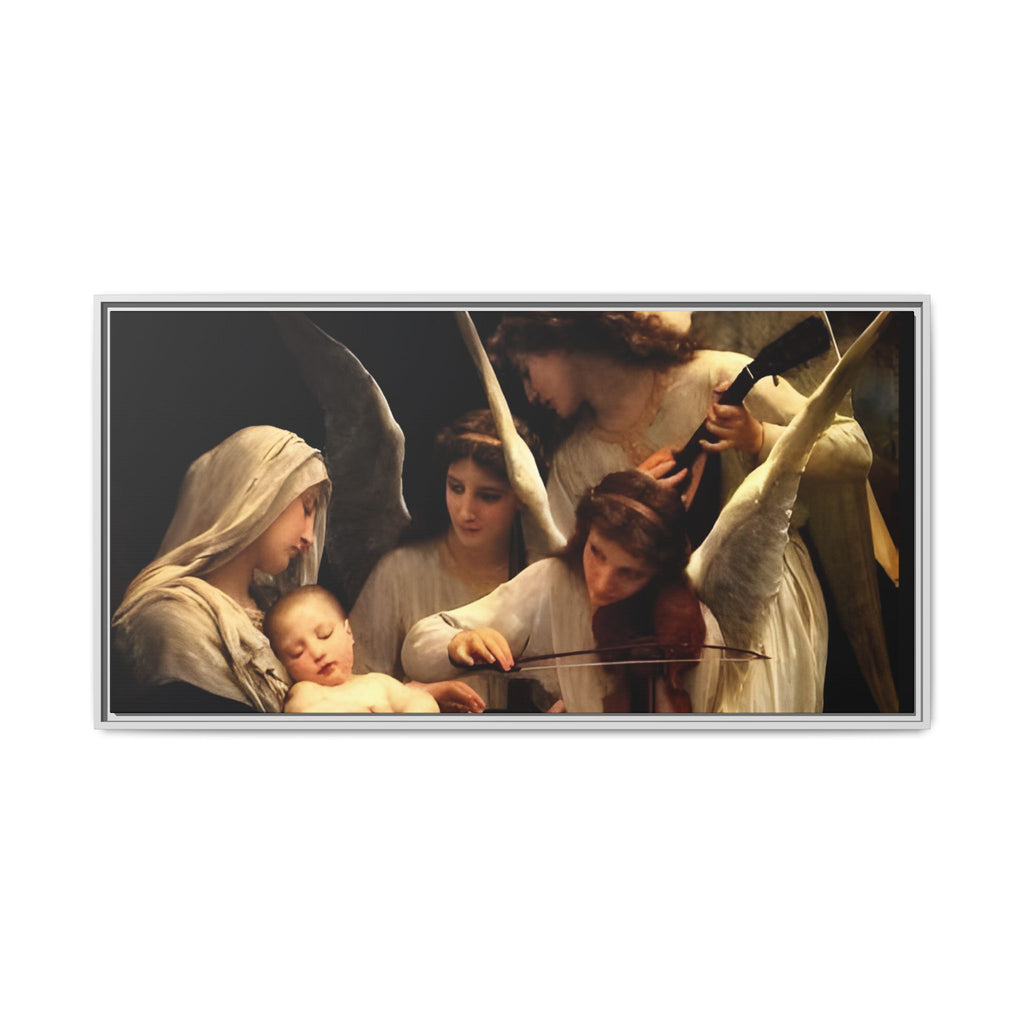 Framed Matte Canvas Print — Angels with Child Classic Religious Wall Art