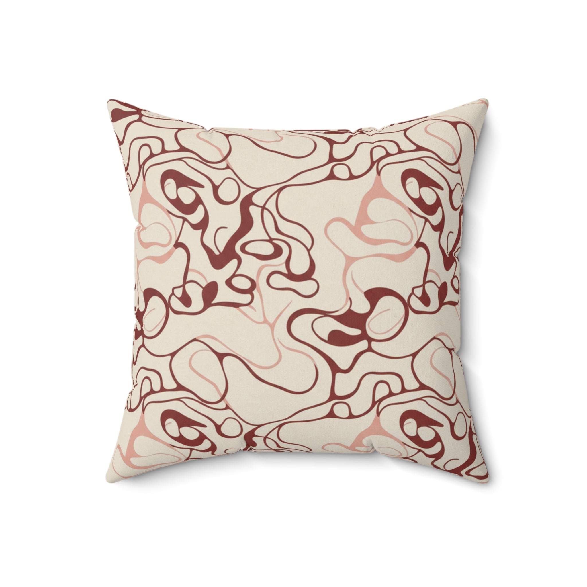 Blush and Bordeaux - Faux Suede Square Pillow — Luxurious Soft Decorative Throw Pillow
