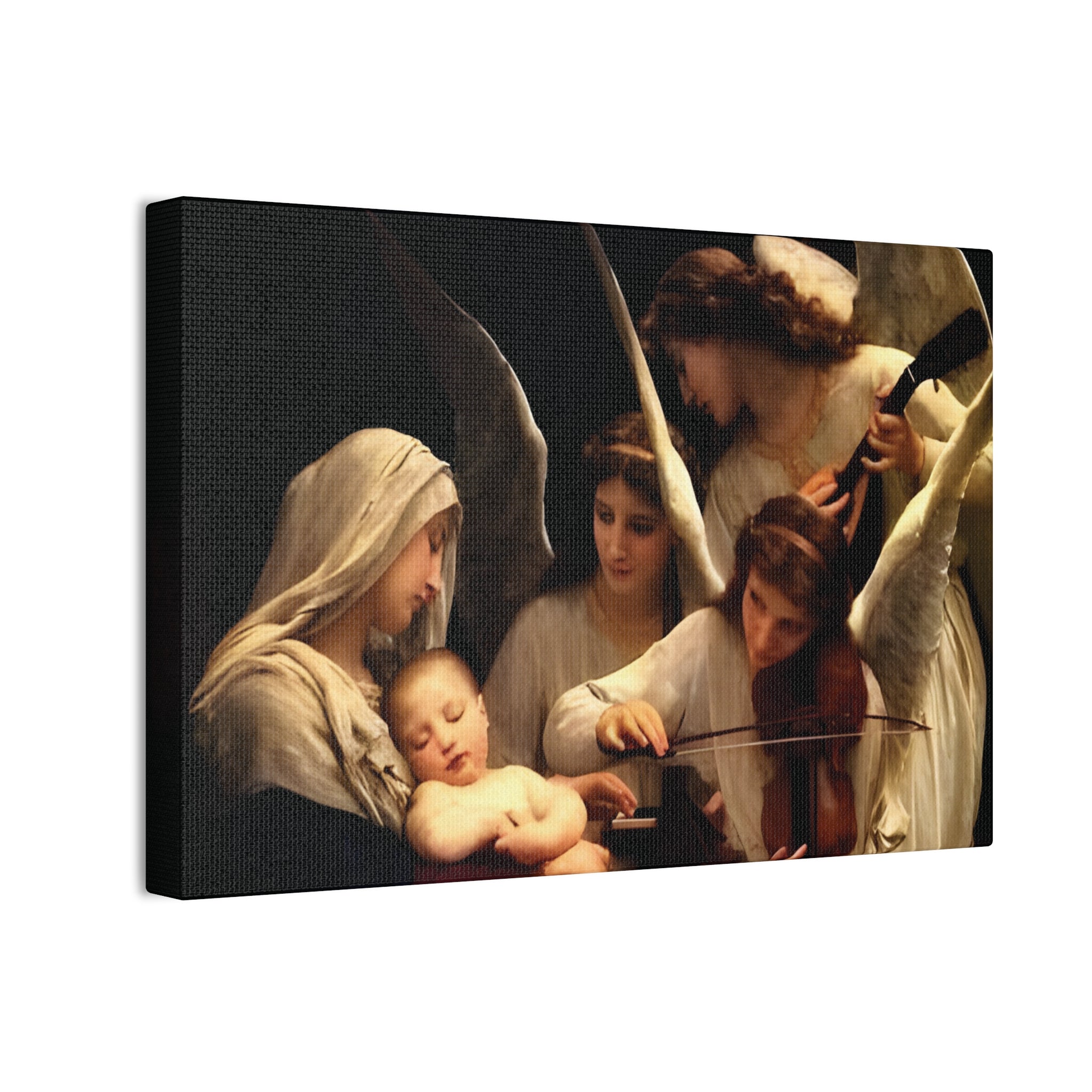 Angelic Nativity Canvas Wall Art — Madonna with Angels Stretched Canvas - Angelic Bliss Collection