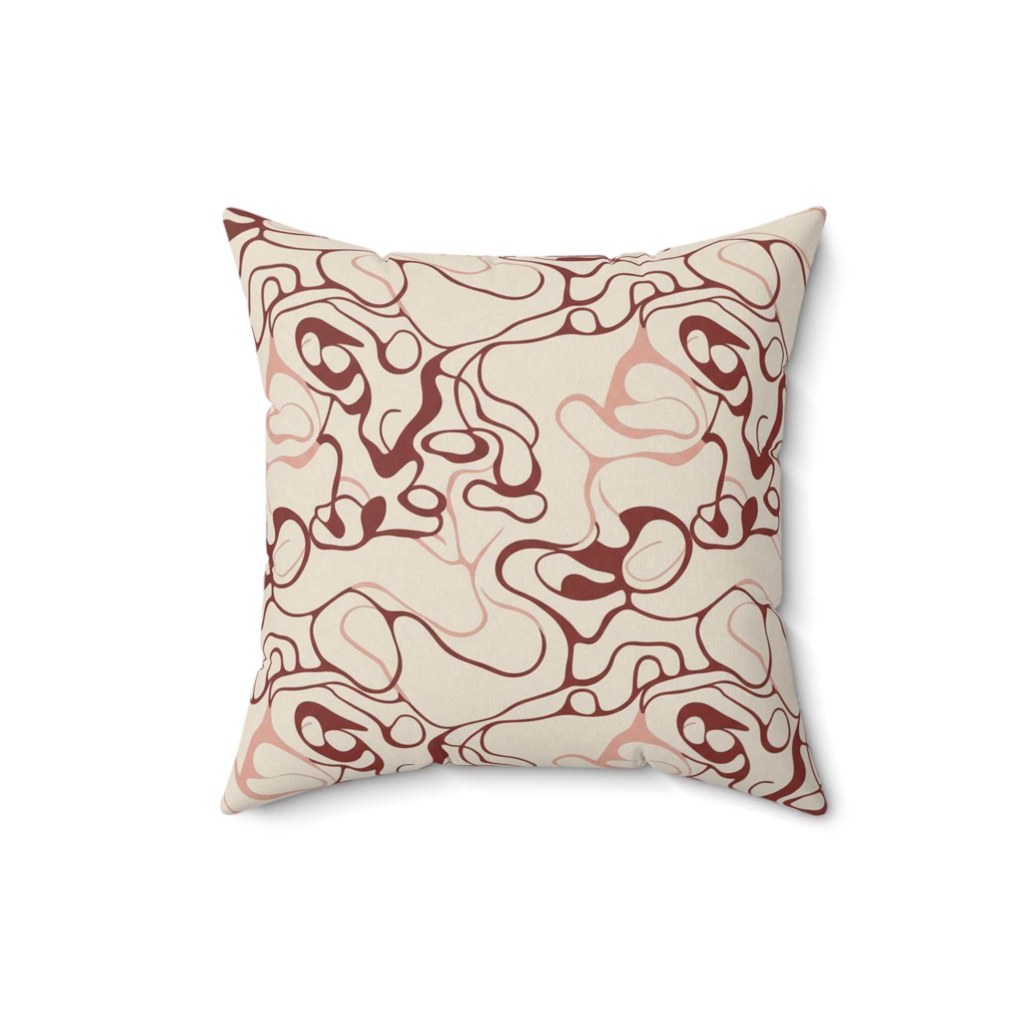 Blush and Bordeaux - Faux Suede Square Pillow — Luxurious Soft Decorative Throw Pillow