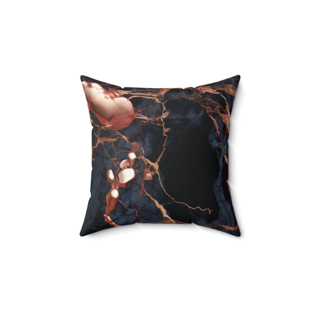 Black & Copper Marble Faux Suede Pillow