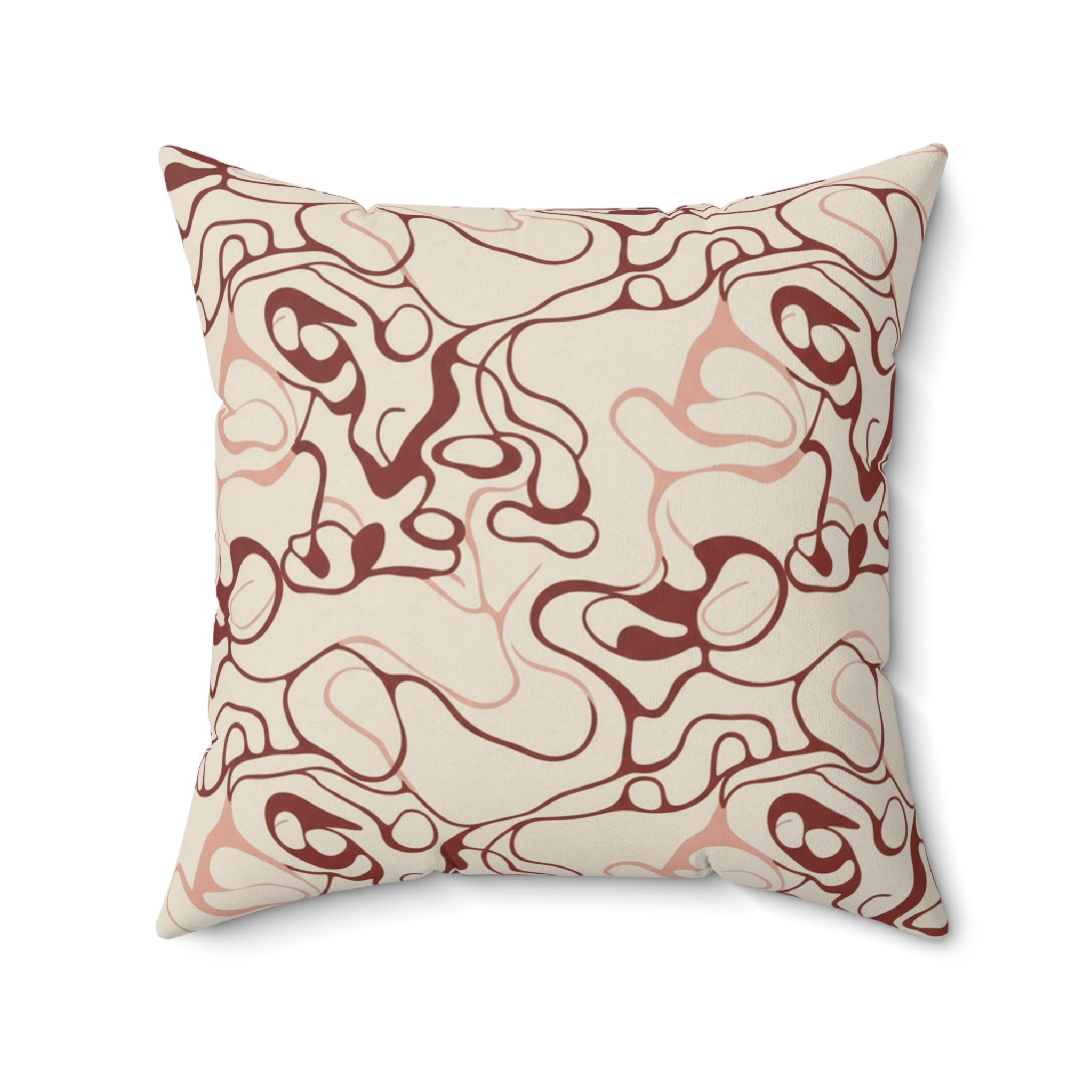 Blush and Bordeaux - Faux Suede Square Pillow — Luxurious Soft Decorative Throw Pillow
