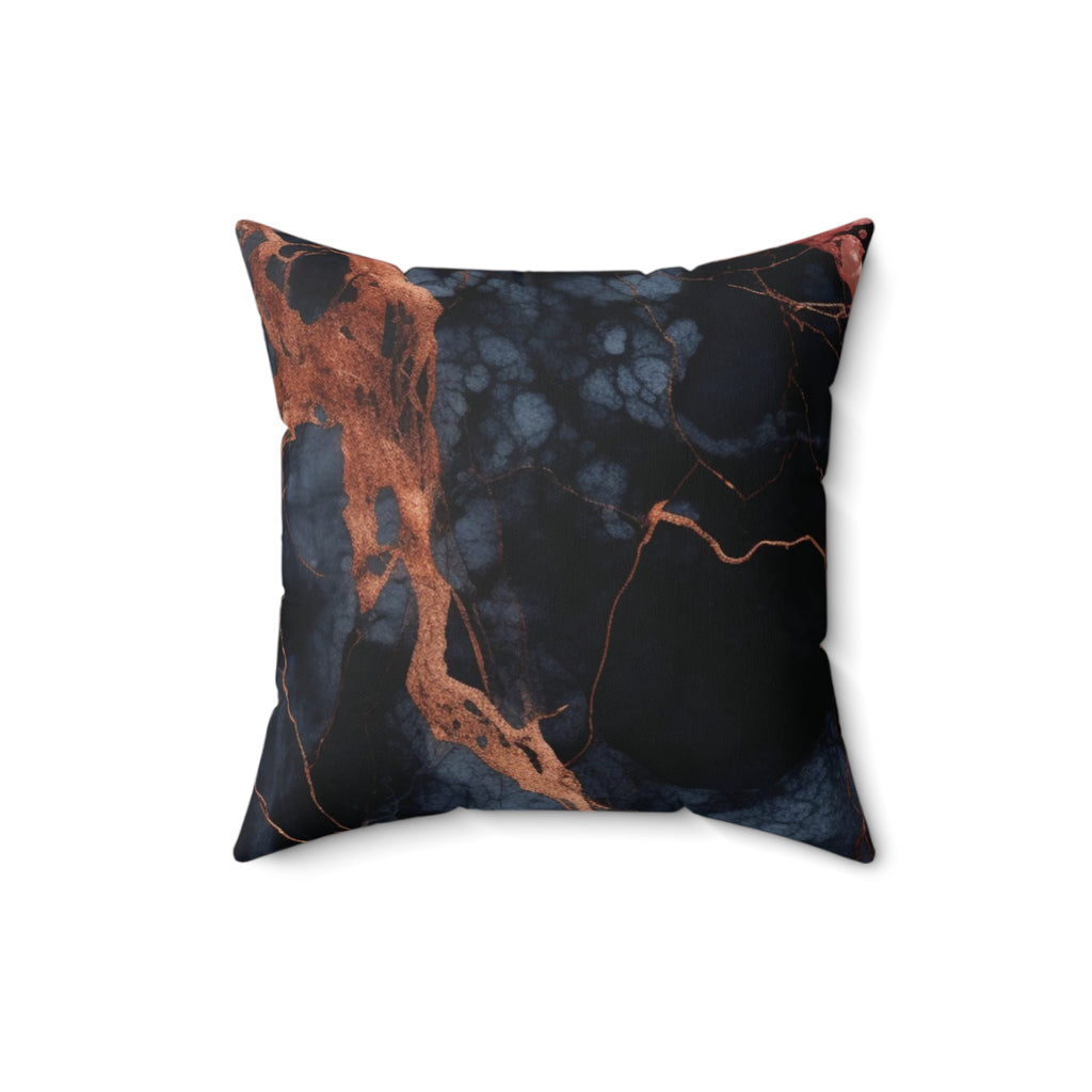 Black & Copper Marble Faux Suede Pillow